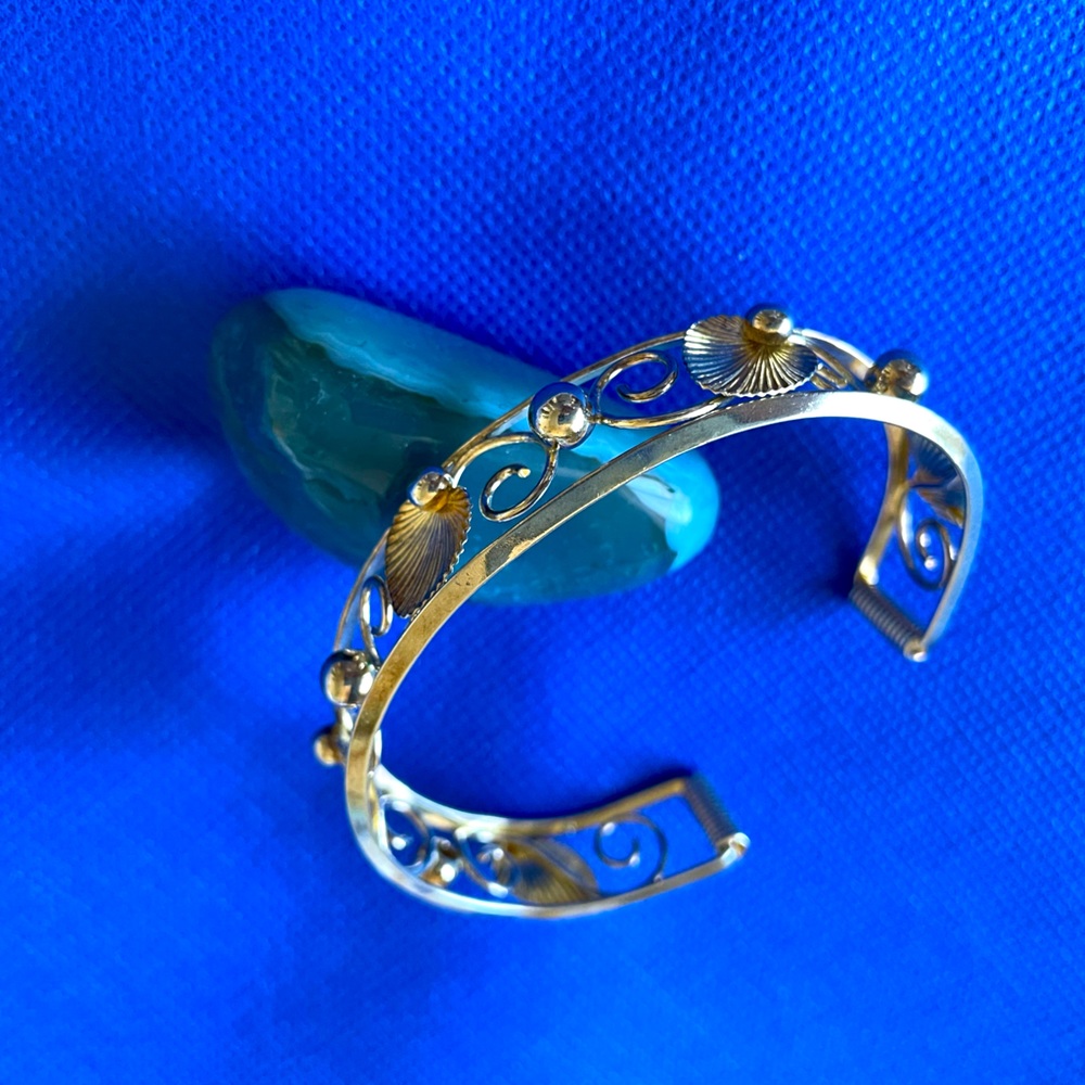 Sterling silver cuff bracelet.